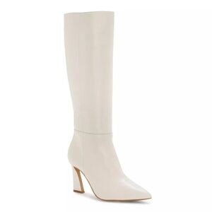Vince Camuto Knee High Tressara Off White Leather Boot Size 7.5